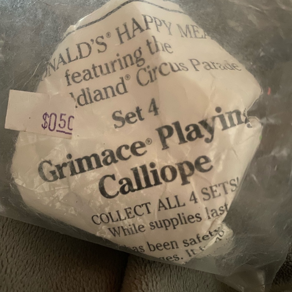1989 McDonalds Happy Meal Toy Circus Parade New Grimace Playing Calliope